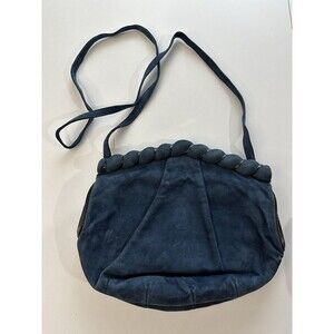 Raphael Ladies Purse Clutch- Made In Italy Blue Suede Flaws